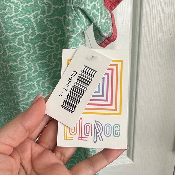 LuLaRoe Mint and Pink Short Sleeve Top - Picture 3 of 5